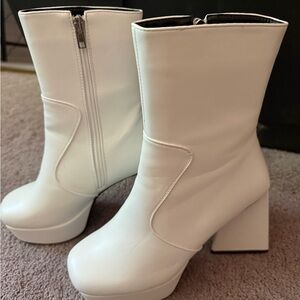 Lamoda White Platform Block Heel Ankle Boots